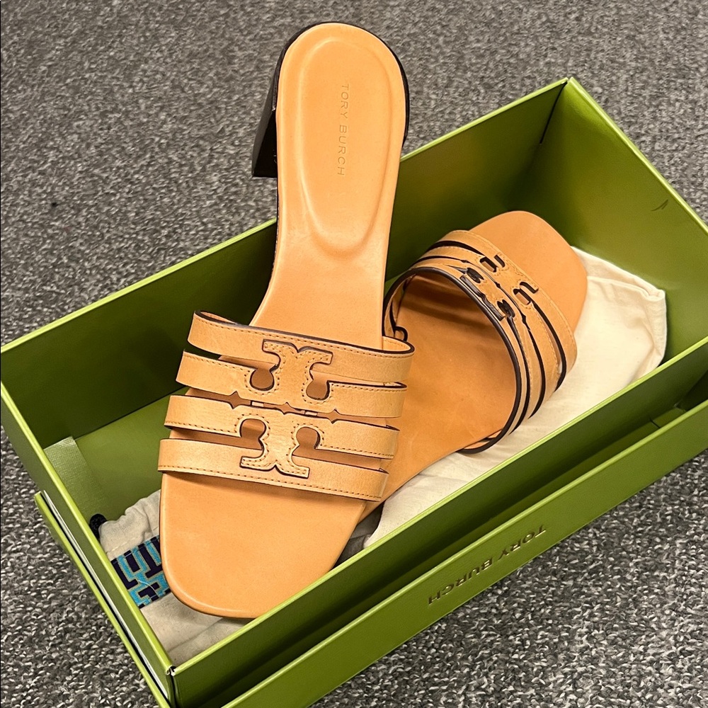 Tory Burch Beige Slide Sandals